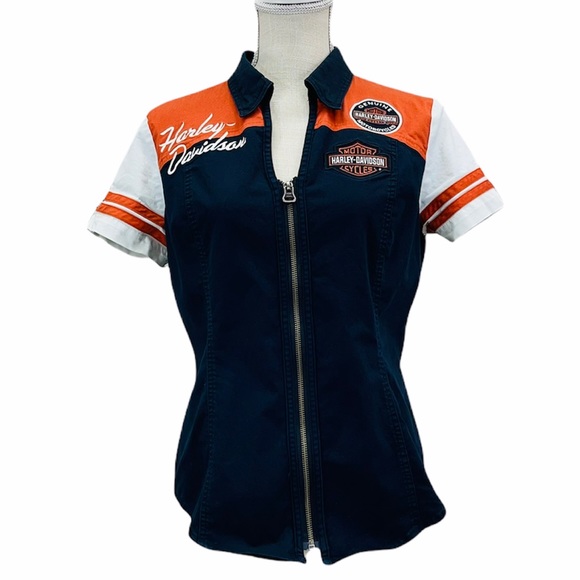 Harley-Davidson Tops - Harley-Davidson Zipper Fitted Garage Shirt Sz M